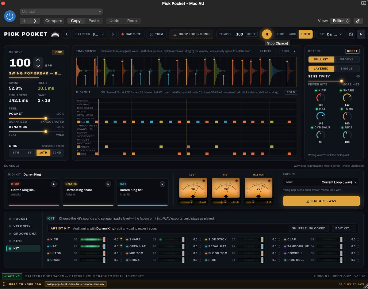 Pick Pocket - Audio to MIDI Drum Plug-In - Yurt Rock