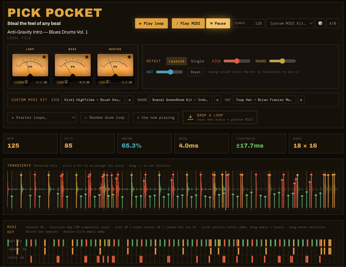 Pick Pocket - Audio to MIDI Drum Plug-In