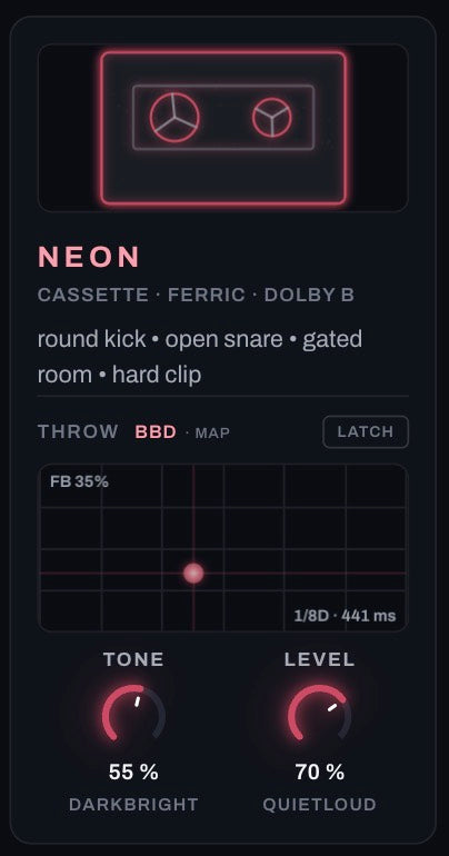 Neon — ferric cassette with Dolby B
