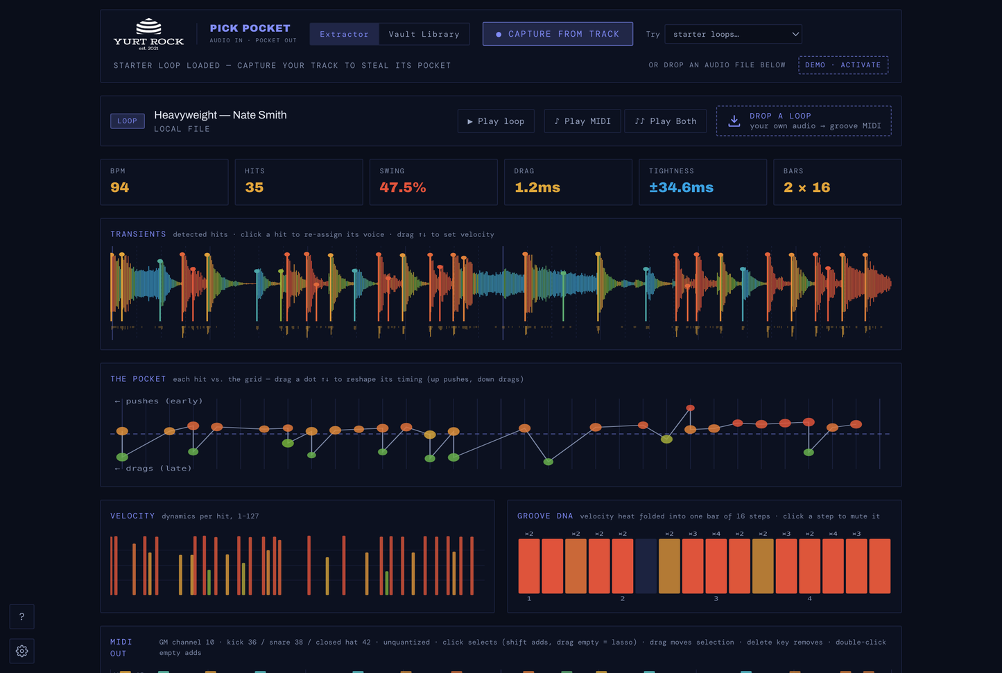 Pick Pocket - Audio to MIDI Drum Plug-In - Yurt Rock