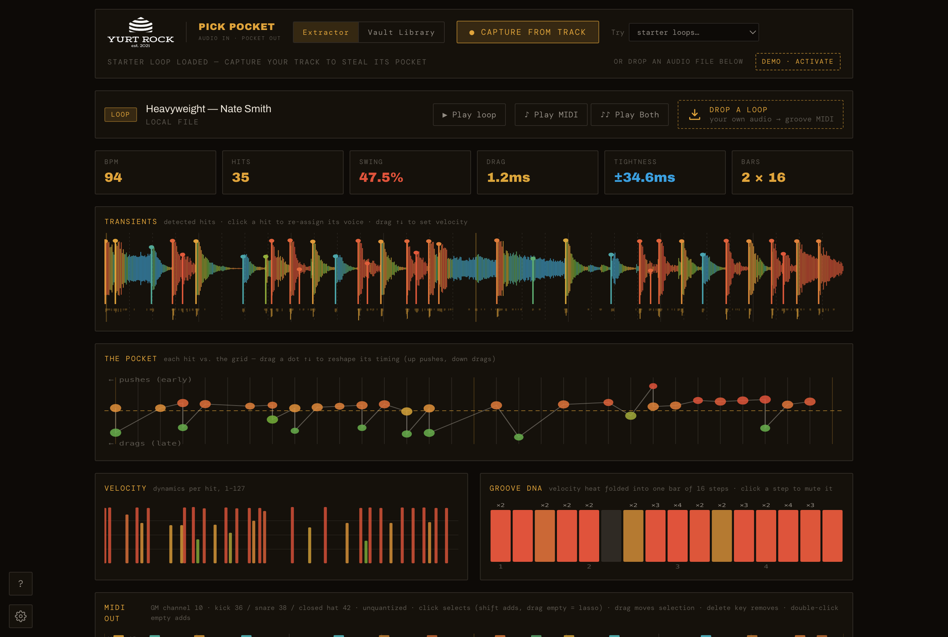 Pick Pocket - Audio to MIDI Drum Plug-In - Yurt Rock