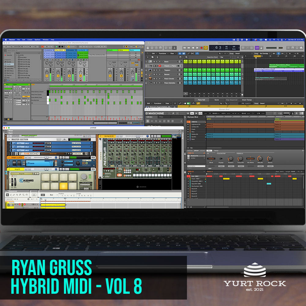 Grooves in 3 MIDI Hybrid Drums - Yurt Rock